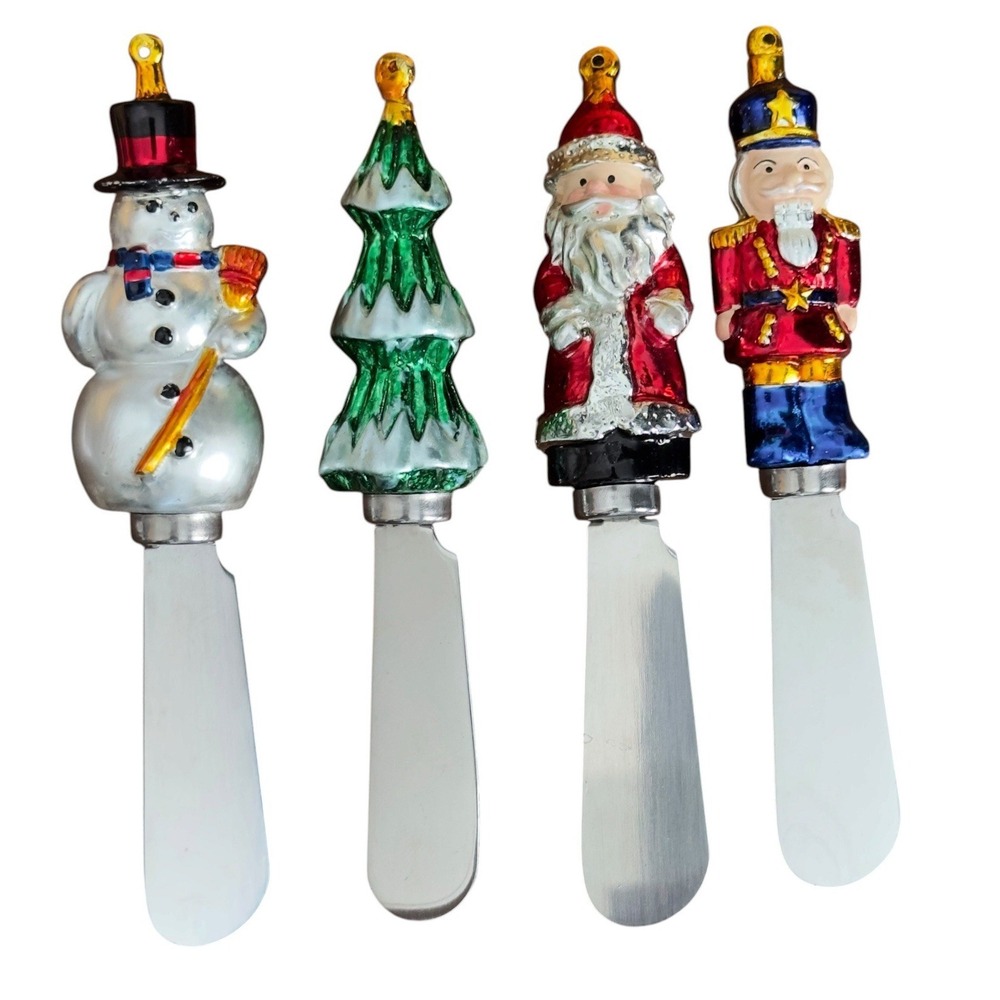 Set of 4 Christmas‎ Cheese Spreaders - Festive Butter Knife Set